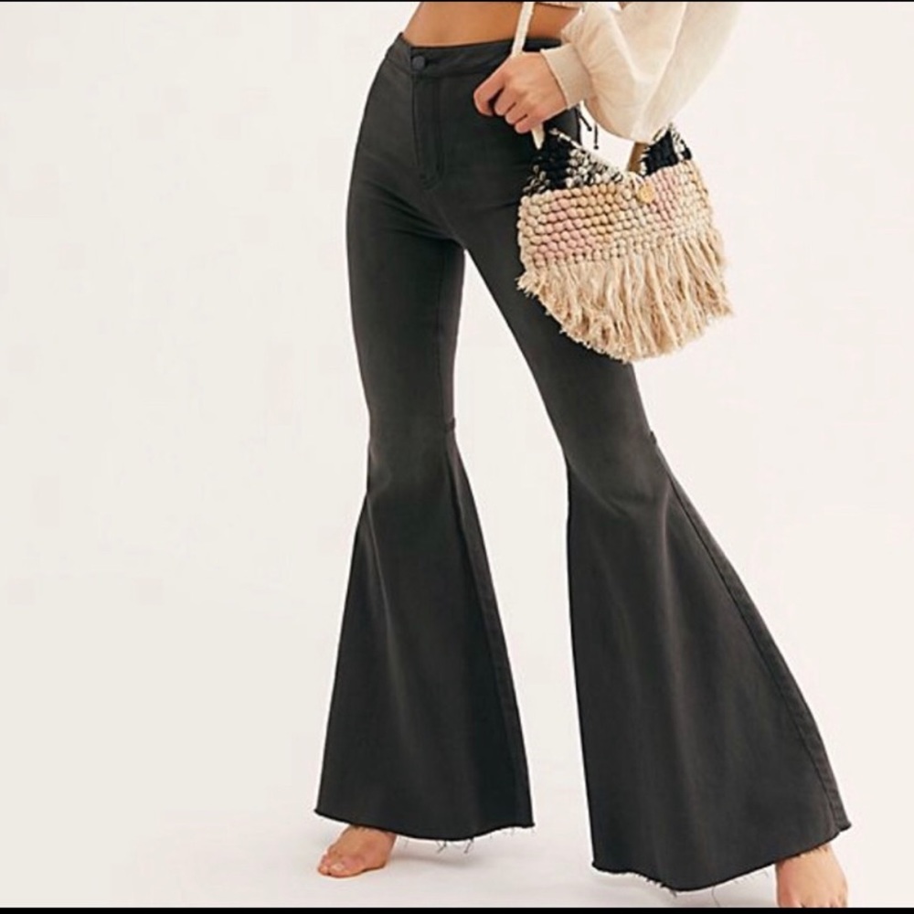 Free People Black High-Rise Flare Jeans